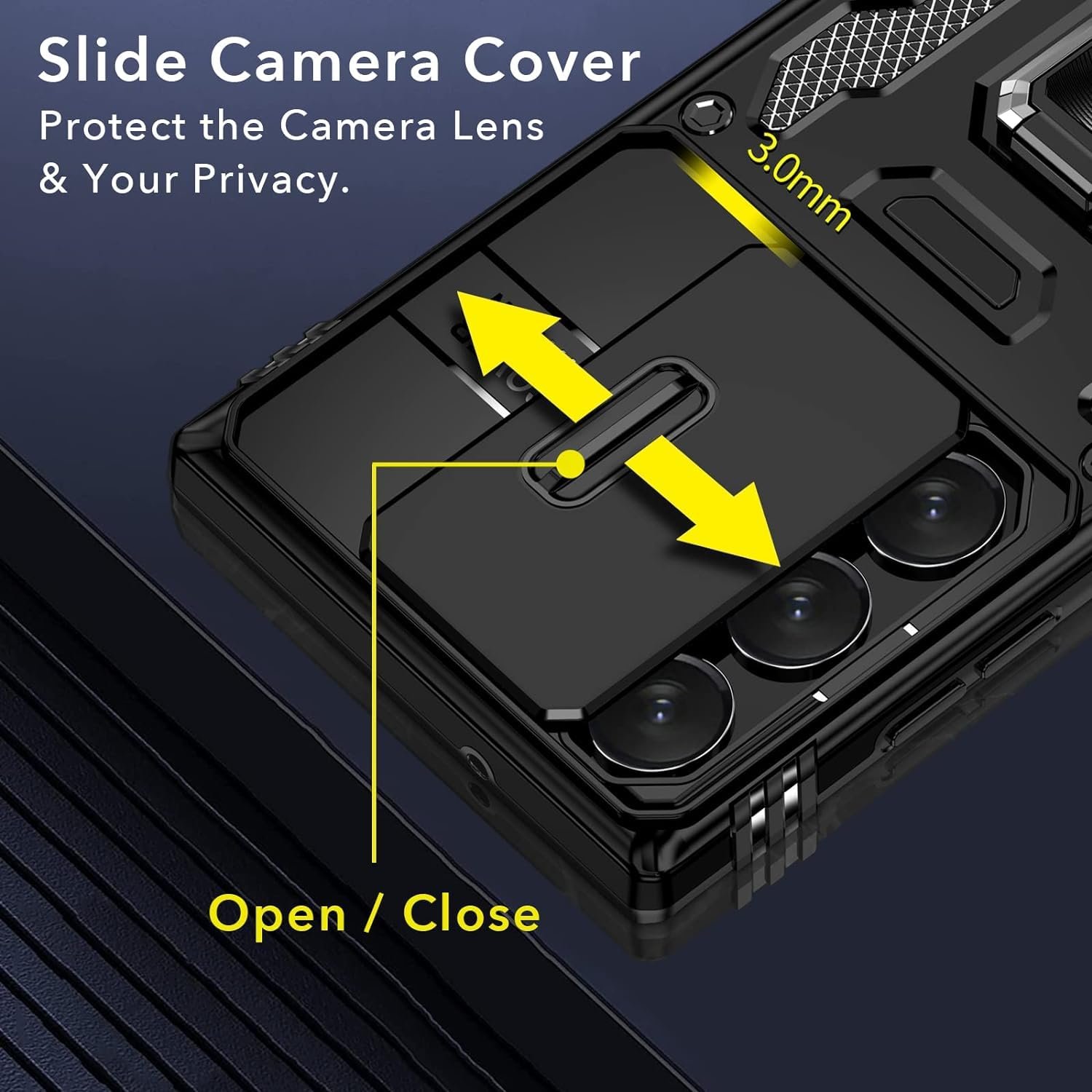 Camera Cover Stand Case for Samsung Galaxy S23 Ultra in Black — detail 2