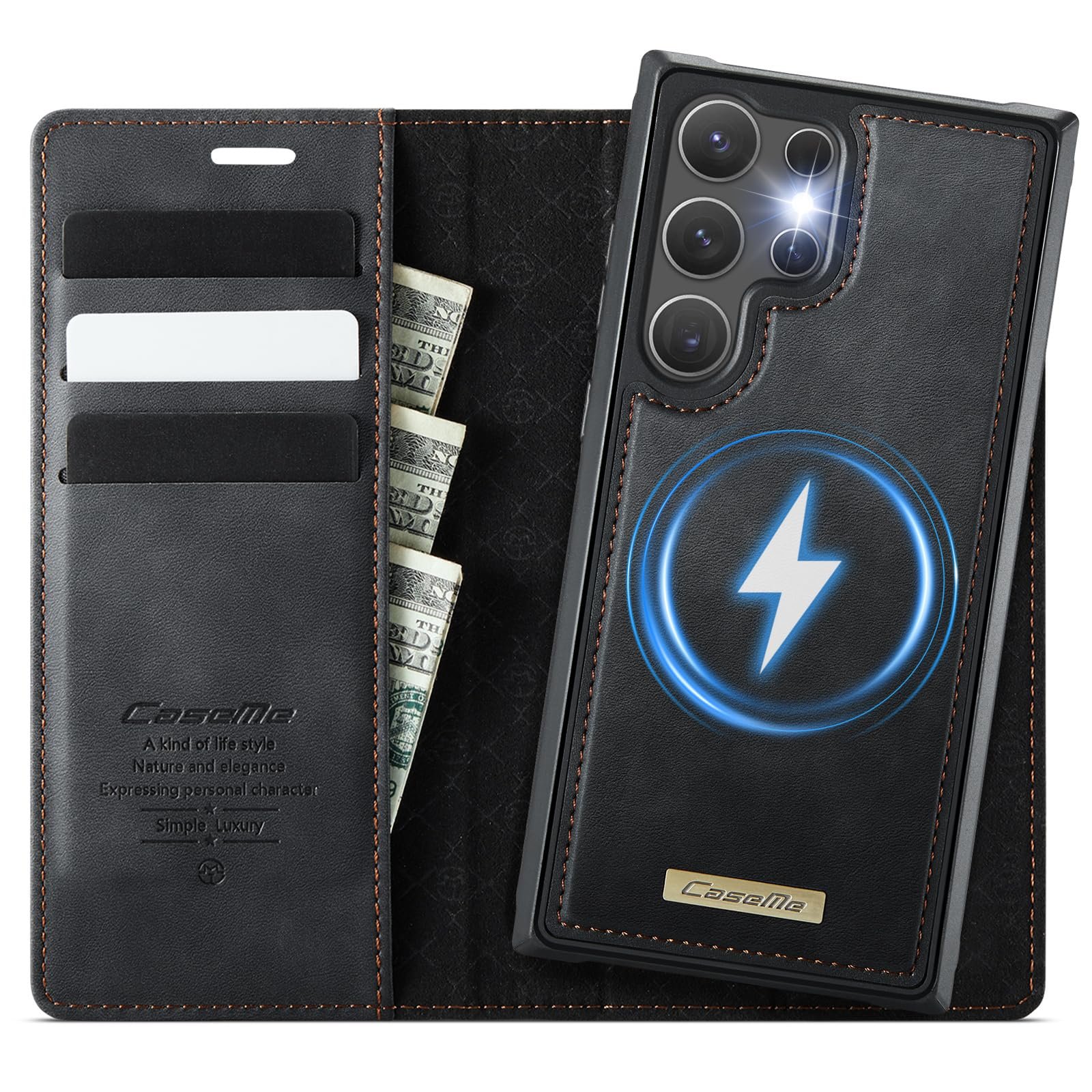2-in-1 Folio Wallet Case for Samsung Galaxy S23 Ultra in Classic Black — product view