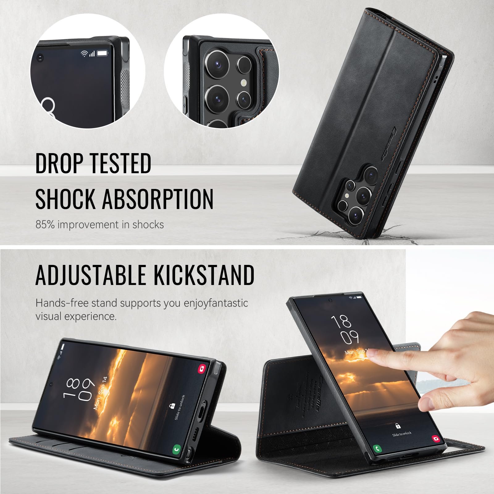 2-in-1 Folio Wallet Case for Samsung Galaxy S23 Ultra in Classic Black — detail 3