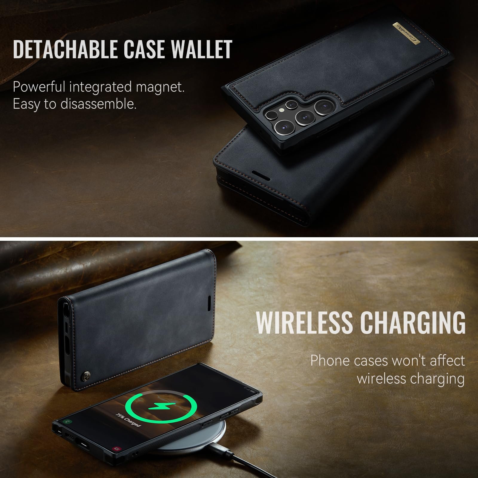 2-in-1 Folio Wallet Case for Samsung Galaxy S23 Ultra in Classic Black — detail 4