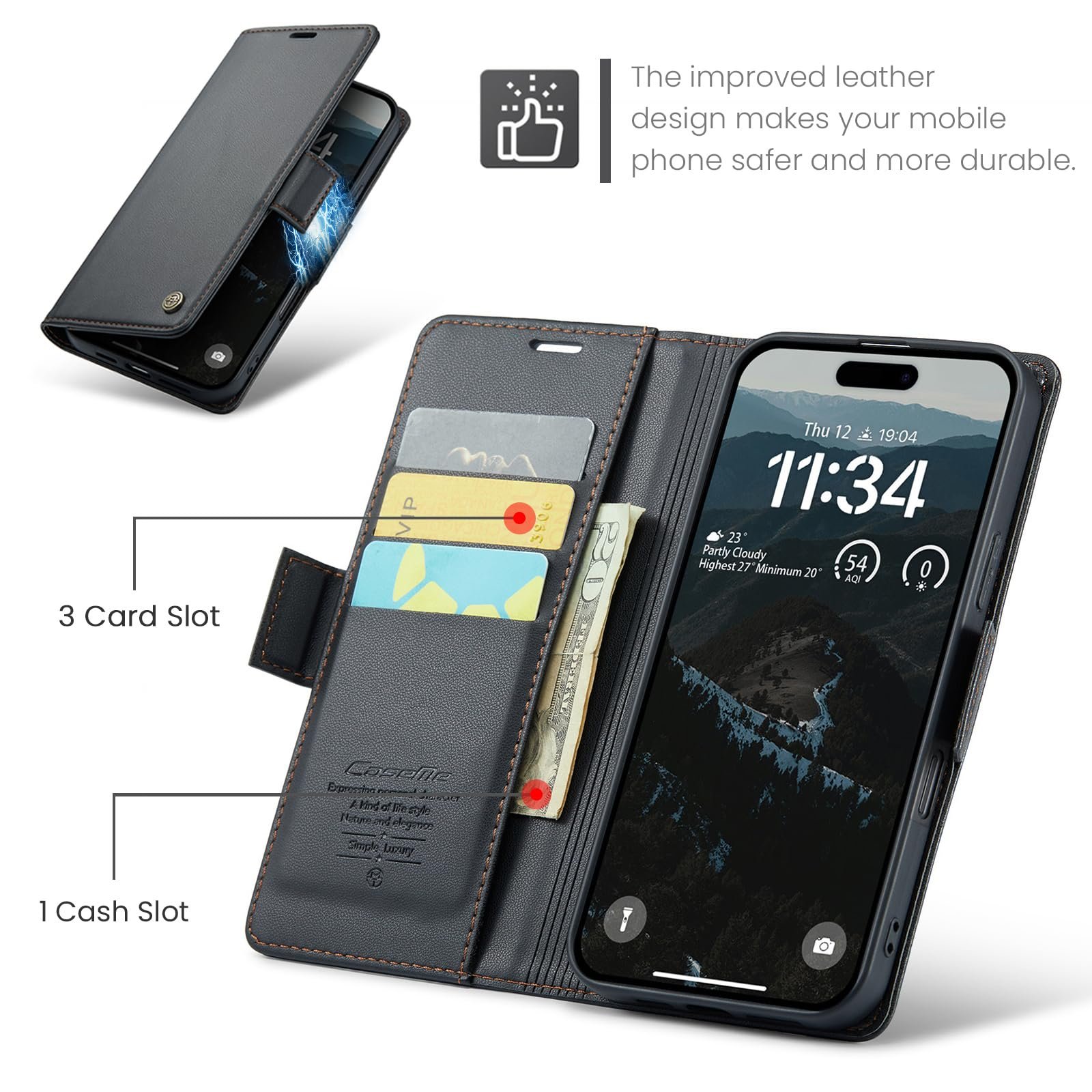 Folio Wallet Case for iPhone 18 Pro Max/iPhone 17 Pro Max in Fashion Black — detail 1