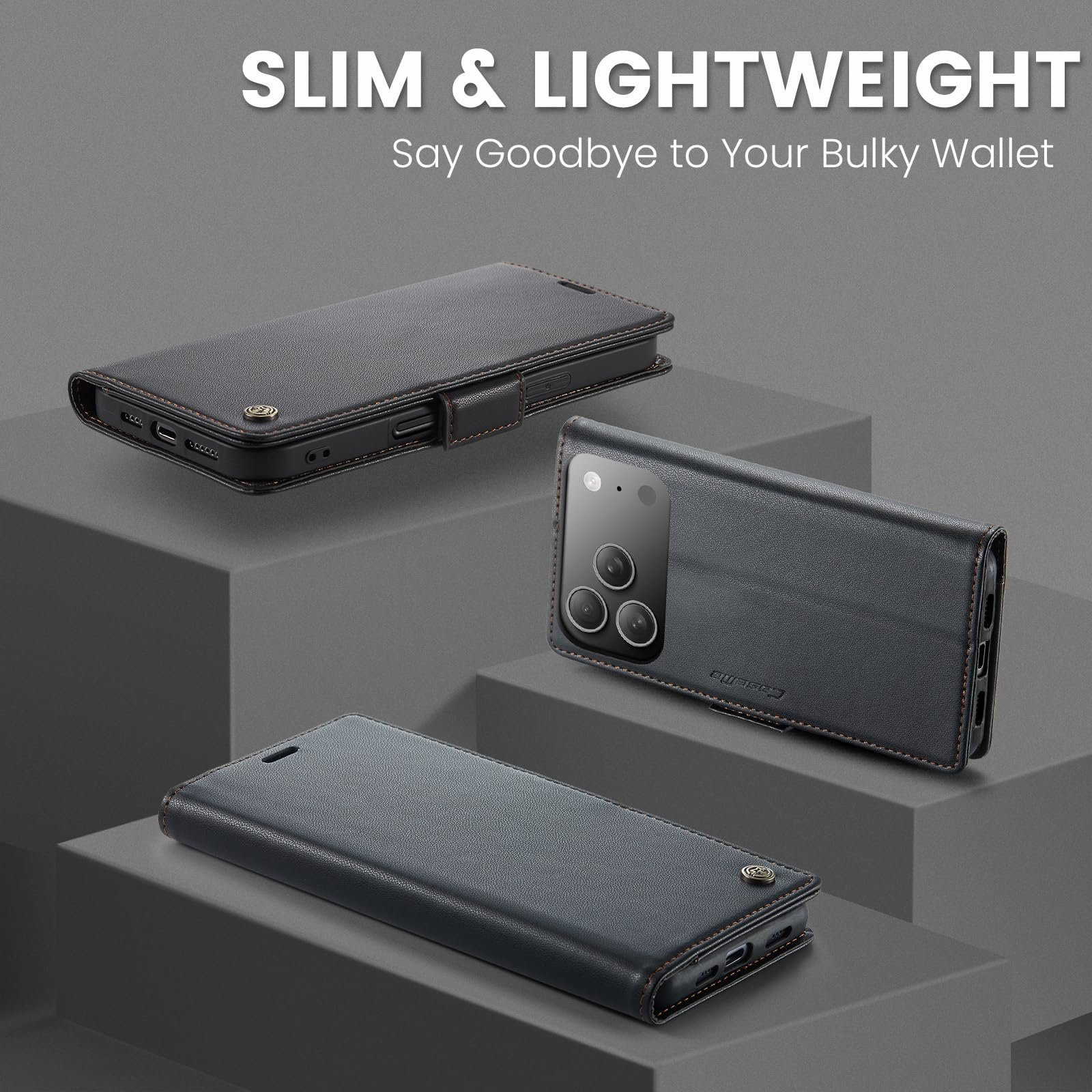 Folio Wallet Case for iPhone 18 Pro Max/iPhone 17 Pro Max in Fashion Black — detail 8
