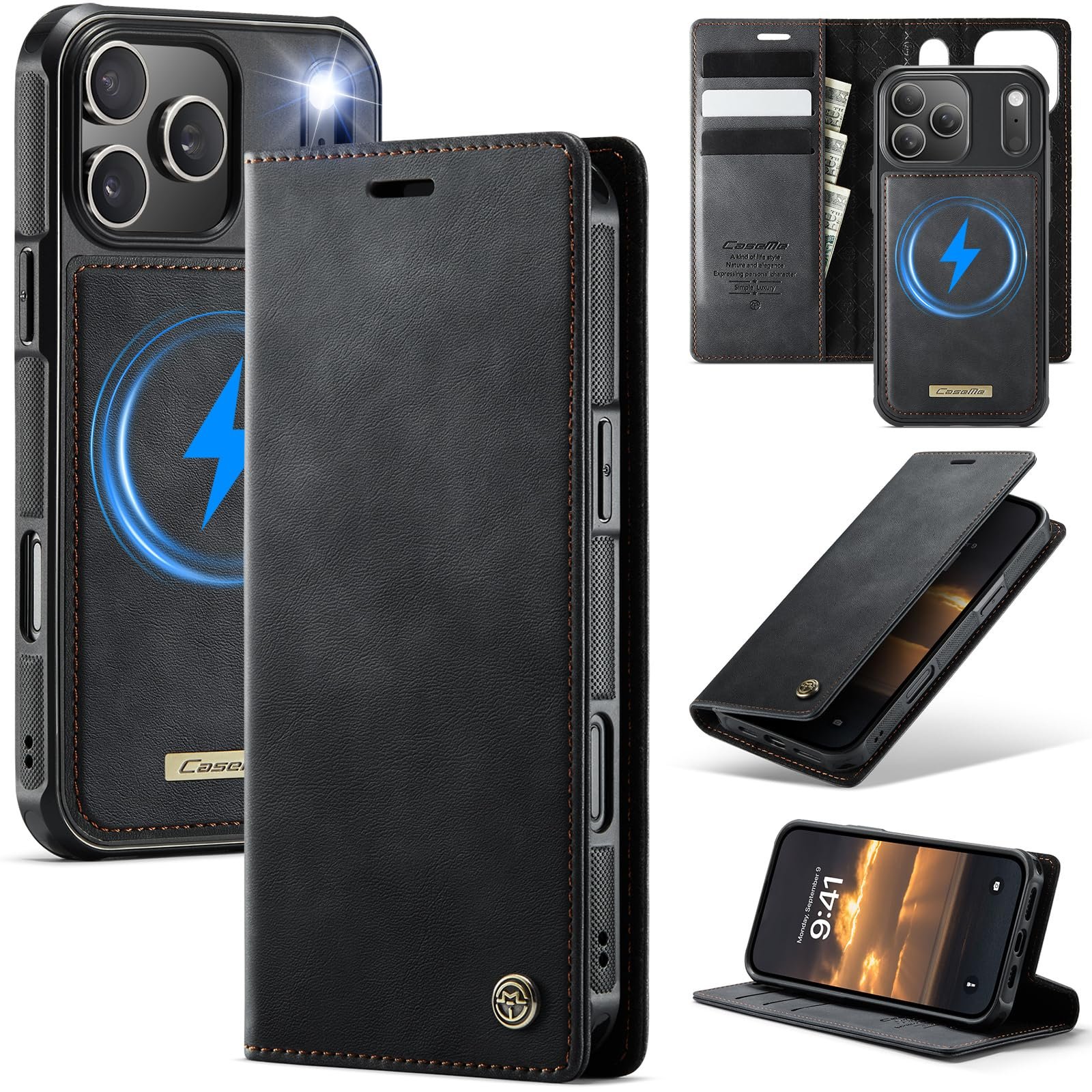 2-in-1 Folio Wallet Case for iPhone 18 Pro/iPhone 17 Pro in Classic Black — product view