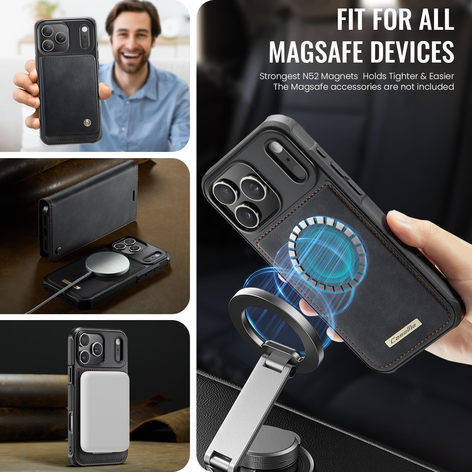 2-in-1 Folio Wallet Case for iPhone 18 Pro/iPhone 17 Pro in Classic Black — detail 2