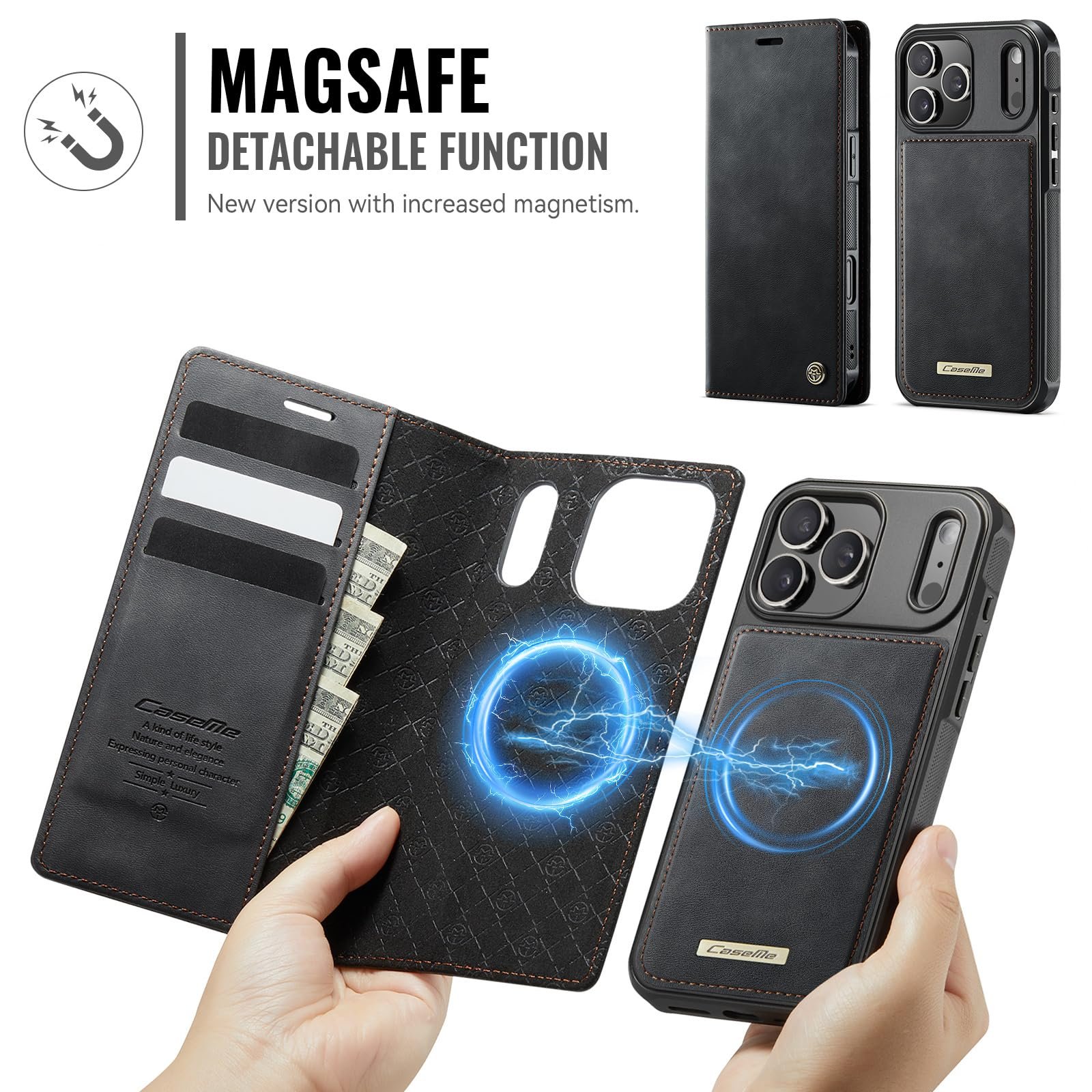 2-in-1 Folio Wallet Case for iPhone 18 Pro/iPhone 17 Pro in Classic Black — detail 5