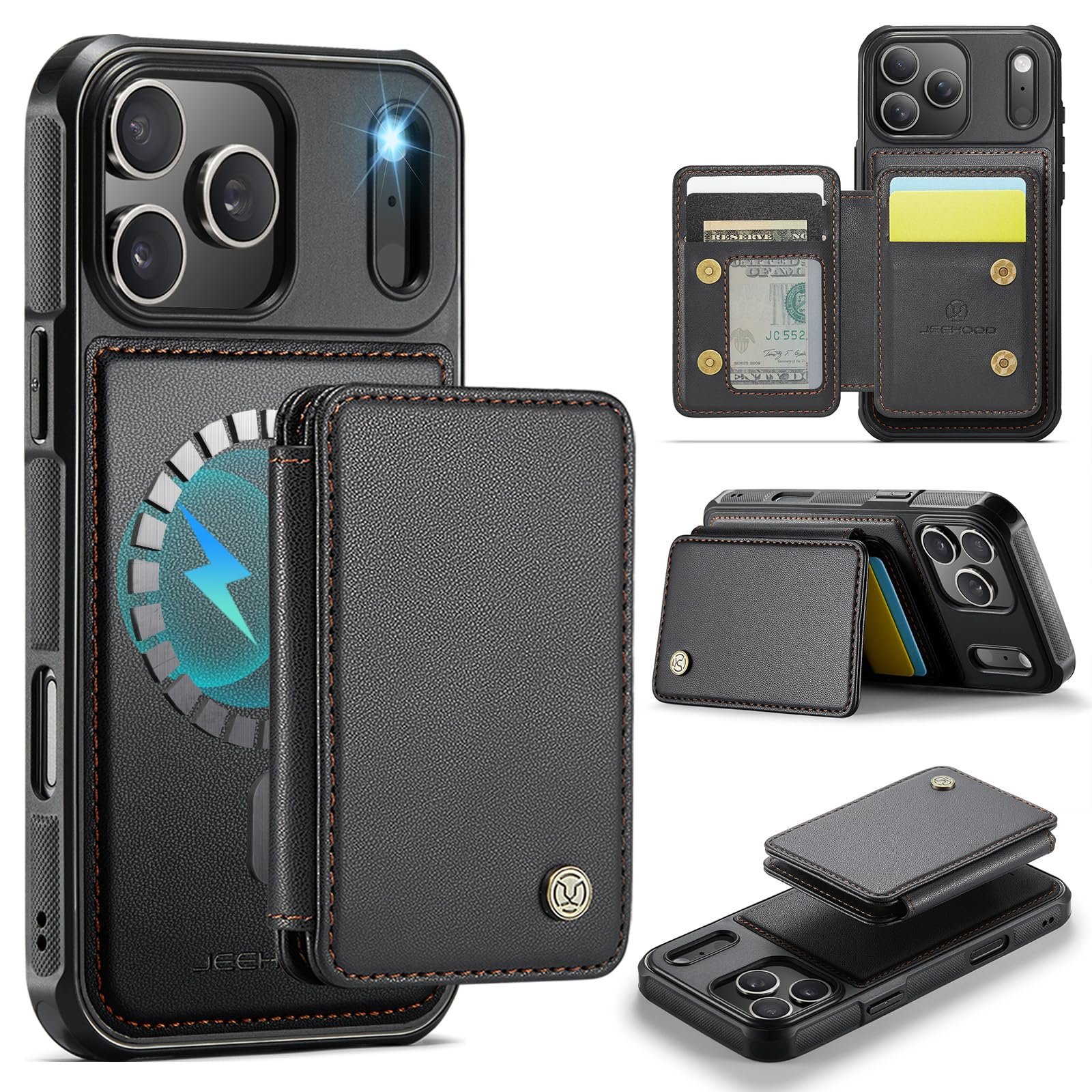Detachable Magnetic Wallet Case for iPhone 18 Pro/iPhone 17 Pro in Black — product view