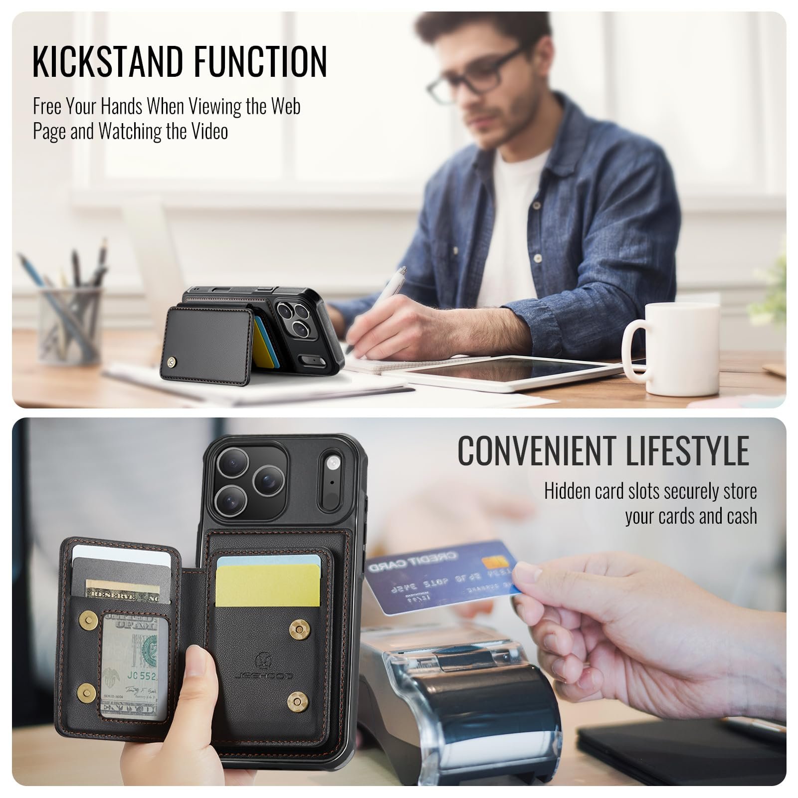 Detachable Magnetic Wallet Case for iPhone 18 Pro/iPhone 17 Pro in Black — detail 3