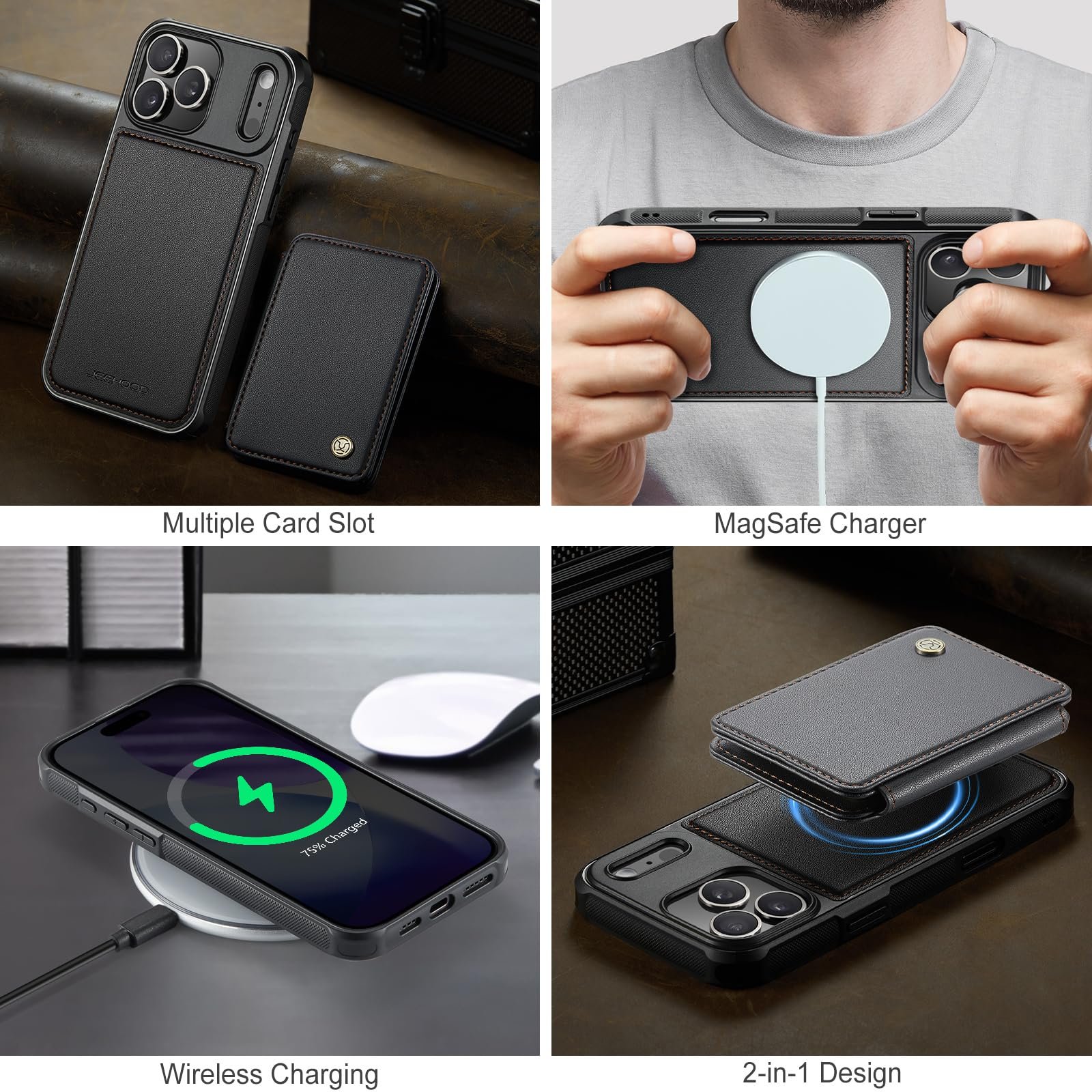 Detachable Magnetic Wallet Case for iPhone 18 Pro/iPhone 17 Pro in Black — detail 6