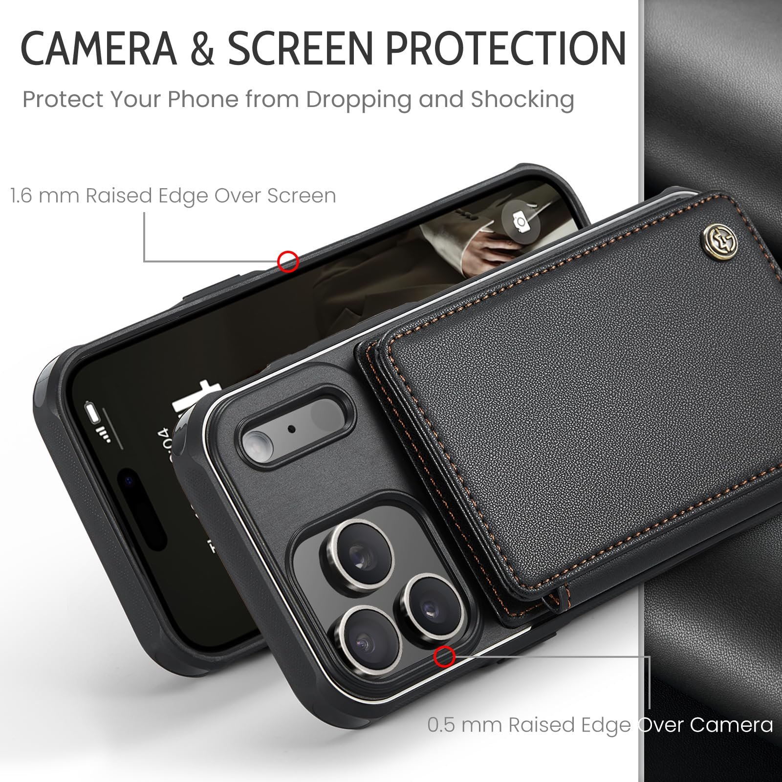 Back Wallet Case for iPhone 18 Pro Max/iPhone 17 Pro Max in Fashion Black — detail 3