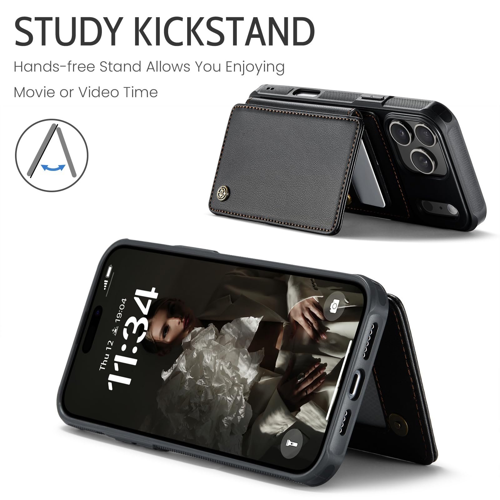 Back Wallet Case for iPhone 18 Pro Max/iPhone 17 Pro Max in Fashion Black — detail 6