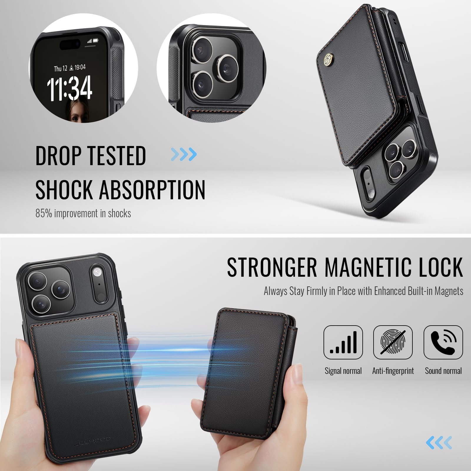 Detachable Magnetic Wallet Case for iPhone 18 Pro Max/iPhone 17 Pro Max in Black — detail 4