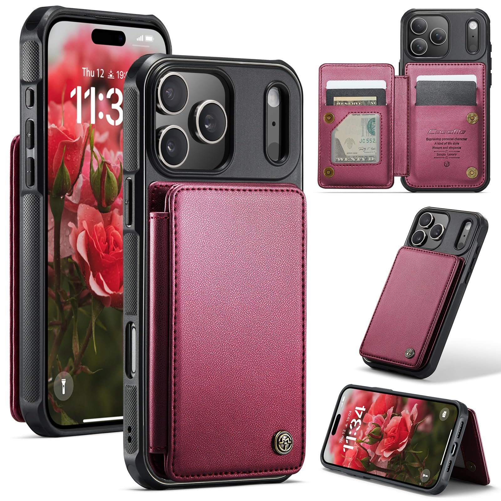 Back Wallet Case for iPhone 18 Pro/iPhone 17 Pro in Fashion Red — product view