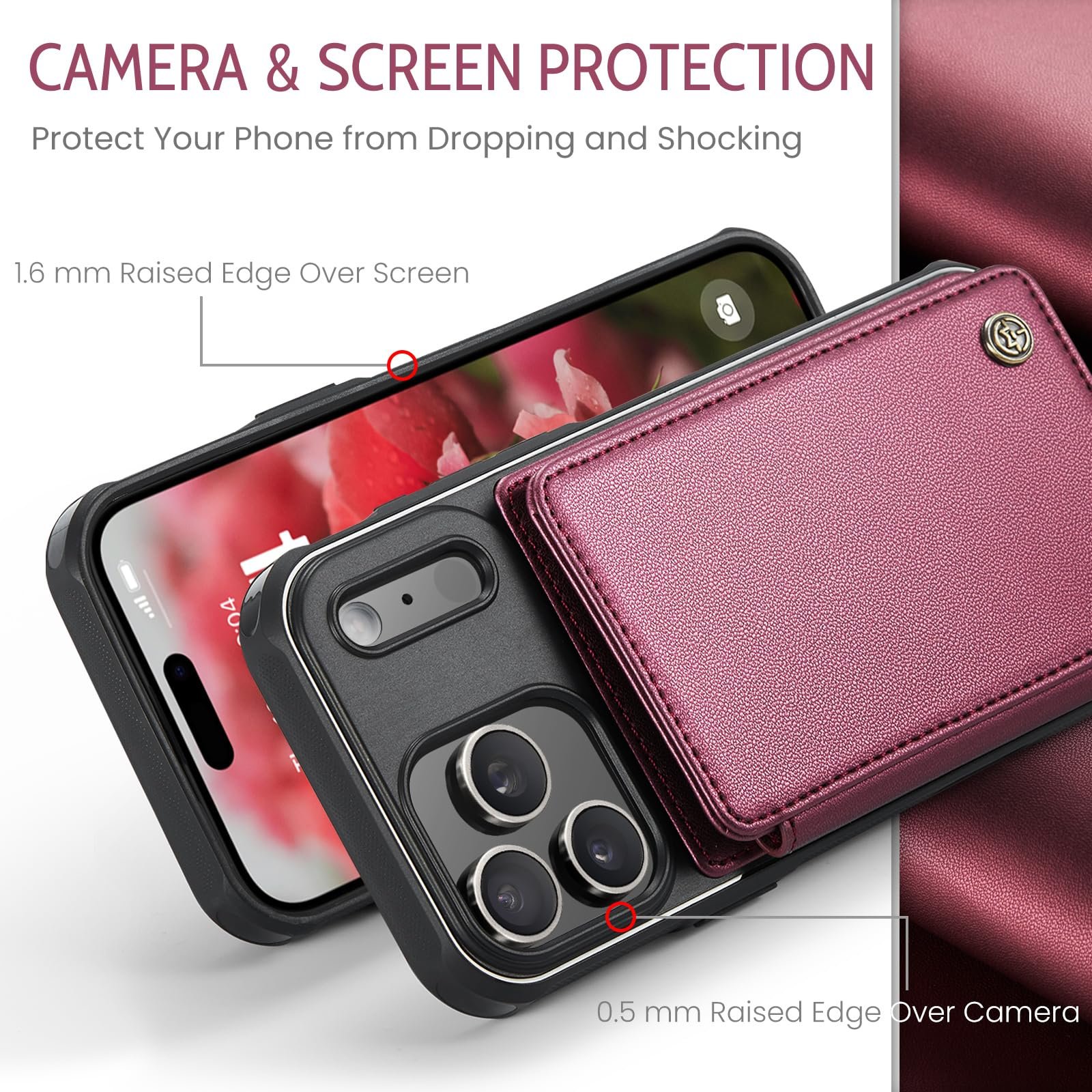 Back Wallet Case for iPhone 18 Pro/iPhone 17 Pro in Fashion Red — detail 3