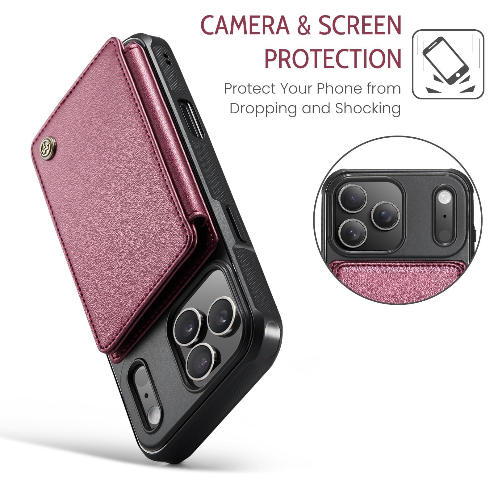 Back Wallet Case for iPhone 18 Pro/iPhone 17 Pro in Fashion Red — detail 5