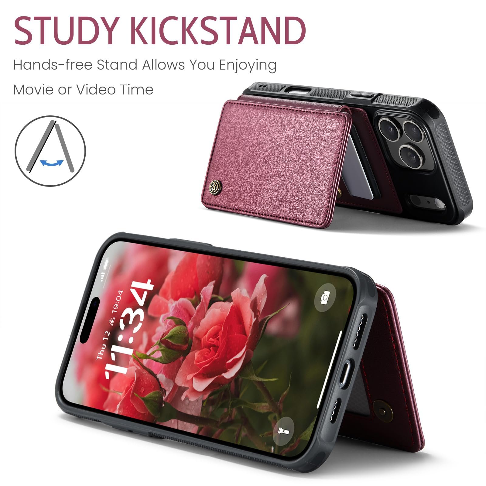 Back Wallet Case for iPhone 18 Pro/iPhone 17 Pro in Fashion Red — detail 6